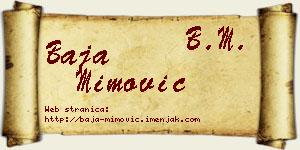Baja Mimović vizit kartica